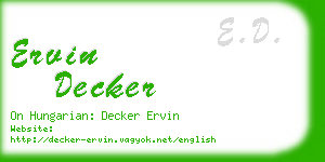 ervin decker business card